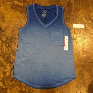 Blue Pocket V-Neck Tank